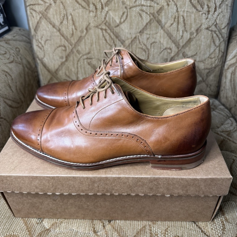 Cole Haan Cambridge Cap Toe Oxfords Shoes British Tan C13416 Size 10 M Excellent